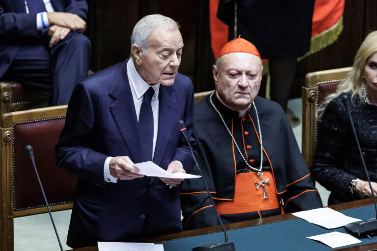 Giorgia Meloni a Montecitorio per i funerali di Stato di Giorgio Napolitano