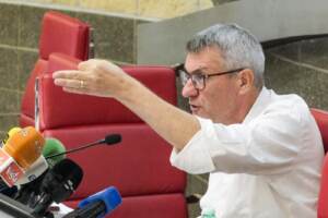 Nella sede della CGIL il segretario Maurizio Landini incontra la stampa