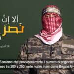 Hamas, portavoce brigate al-Qassam: “Abbiamo tra i 200 e i 250 ostaggi”