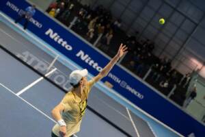 Jannik Sinner in allenamento per ATP Finals 2023 a Torino
