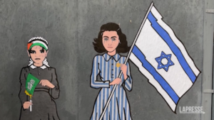Gaza, a Milano murale con Anna Frank e bimba palestinese