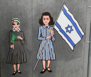 Milano, murales con Anna Frank che piange di fianco a bimba palestinese