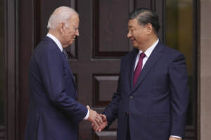 Il presidente Joe Biden con il presidente cinese Xi Jinping presso la tenuta Filoli a Woodside, in California