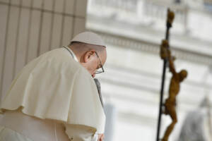 Papa Francesco durante l'udienza generale del Mercoledì in piazza San Pietro