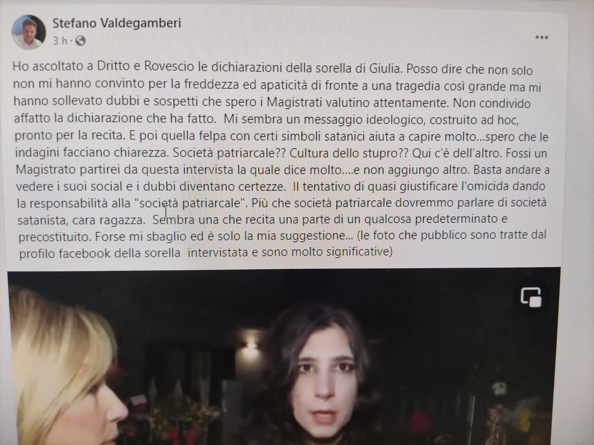 Caso Cecchettin, consigliere regionale Veneto attacca sorella Giulia: “La sua una recita ideologica”