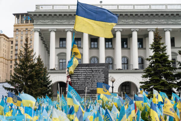 Memoriale dei caduti durante la guerra con la Russia in Piazza Maidan a Kiev