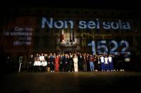 Cerimonia di accensione della facciata di Palazzo Chigi in occasione della giornata internazionale contro la violenza sulle donne