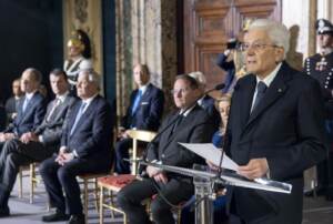 Il Presidente della Repubblica Sergio Mattarella in occasione occasione della cerimonia per lo scambio degli auguri di fine anno con il Corpo Diplomatico