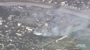 Terremoto Giappone, la devastazione a Ishikawa vista dall’alto