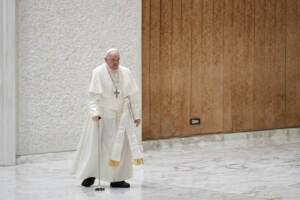 Papa Francesco durante l'udienza generale del mercoledì nell'Aula Paolo VI in Vaticano