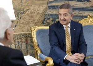 Il Presidente della Repubblica Sergio Mattarella con il nuovo Governatore della Banca d\'Italia, Fabio Panetta