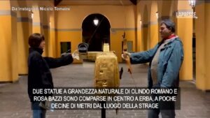 Strage Erba, statue Olindo e Rosa vicino al luogo strage