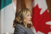 Il primo ministro canadese Justin Trudeau incontra il primo ministro italiano Giorgia Meloni a Toronto