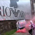 8 marzo, a Milano uova di vernice contro pubblicità Armani