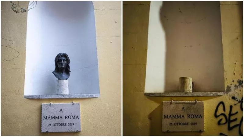 Roma, divelto il busto di Anna Magnani a Trastevere Roma, divelto il busto di Anna Magnani a Trastevere