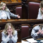 Dalla testa nella giacca alle mani sul viso: le ‘facce’ di Giorgia Meloni alla Camera