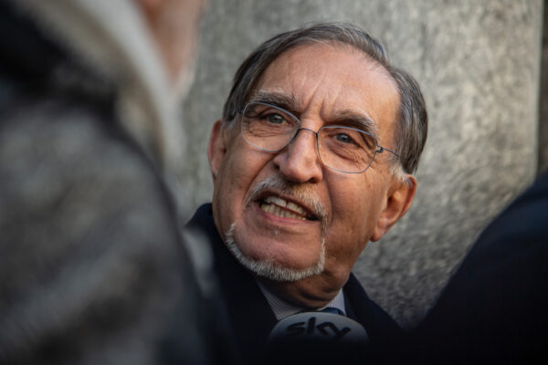 Presidente del Senato Ignazio La Russa all’uscita del suo studio legale in Corso di Porta Vittoria