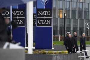 Jens Stoltenberg a Bruxelles per la cerimonia dei 75 anni della NATO
