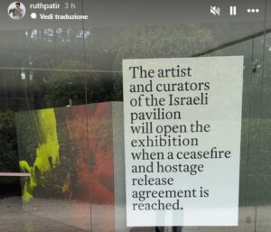 Biennale Venezia, padiglione Israele chiuso fino a liberazione ostaggi