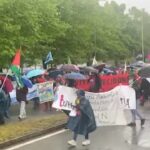 G7, manifestanti bloccano tangenziale Torino: esposta bandiera Palestina