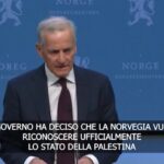 La Norvegia riconoscerà la Palestina, l’annuncio del premier Støre