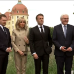 Germania, Macron a Dresda con la moglie accolto da Walter Steinmeier e consorte