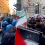 Roma, scontri tra manifestanti e polizia al corteo contro il governo