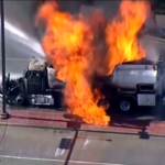 Texas, a fuoco camion che trasporta gasolio: la lotta dei pompieri contro le fiamme