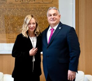 Bruxelles - Incontro bilaterale Giorgia Meloni-Viktor Orban
