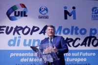 Enrico Letta segr. generale di AREL e Pierpaolo Bombardieri segr. della UIL all’incontro Europa Molto più di un mercato