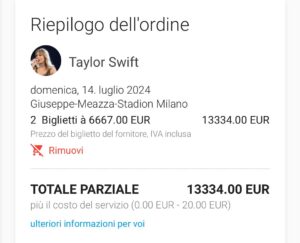 Taylor Swift, Codacons: biglietti fino a 13.300 euro su siti pirata