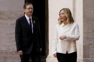 Roma - Il premier Giorgia Meloni incontra il presidente israeliano Isaac Herzog a Palazzo Chigi