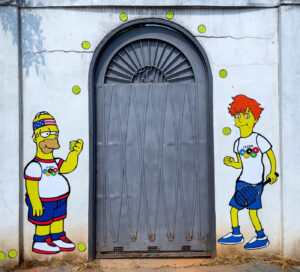 Jannik Sinner in versione Simpson nel murale per Los Angeles 2028