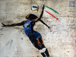 Parigi 2024, Paola Egonu ritratta in un murale a Roma per celebrare l’oro dell’Italvolley