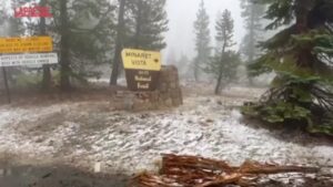 California, neve sul lago Tahoe ad agosto: non succedeva da vent’anni