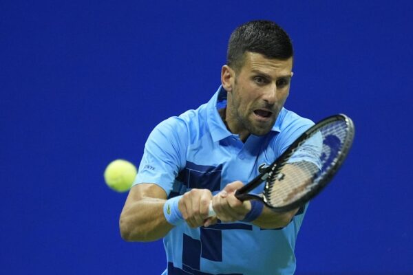 Novak Djokovic vs Radu Albot durante il primo turno degli U.S. Open di tennis a New York.