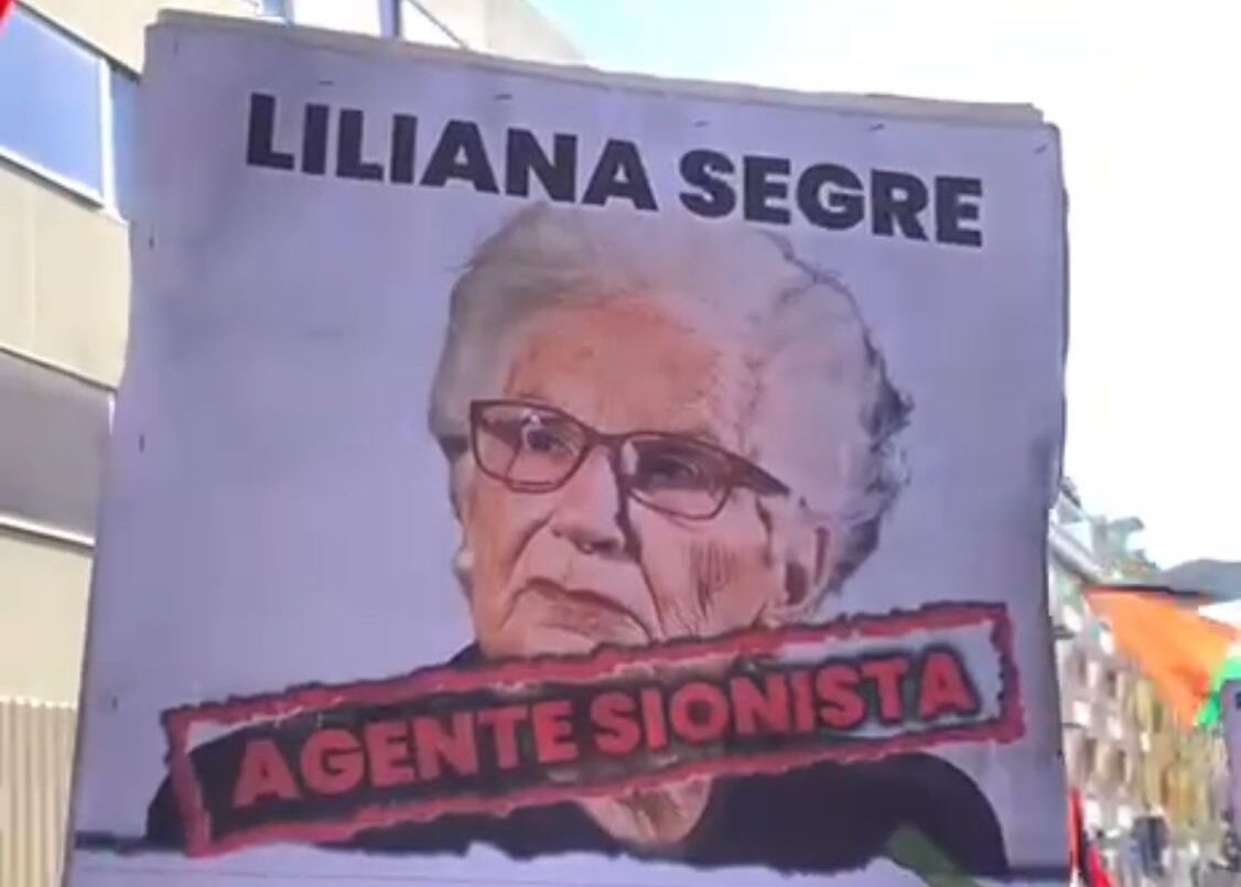 Milano, cartello shock contro Liliana Segre al corteo pro Palestina