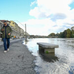 Torino - La situazione del fiume Po ad altezza dei Murazzi dopo le pesanti precipitazioni