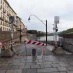 Torino - La situazione del fiume Po ad altezza dei Murazzi dopo le pesanti precipitazioni