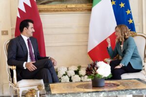 Giorgia Meloni riceve l'Emiro del Qatar Sheik Tamim bin Hamad al-Thani