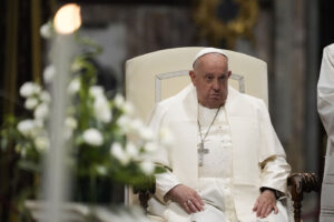 Papa Francesco partecipa a un incontro con la comunità diocesana nella Basilica di San Giovanni in Laterano a Roma