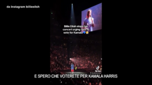 Elezioni Usa 2024, Billie Eilish invita i fan a votare Kamala Harris