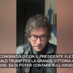Elezioni Usa, Milei: “Grande vittoria Trump, puoi contare sull’Argentina”