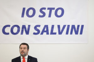 Bologna - Il vicepremier Matteo Salvini partecipa a un'iniziativa elettorale della Lega