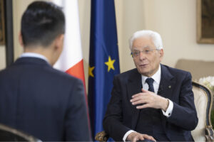 Il Presidente della Repubblica, Sergio Mattarella in occasione dell'intervista rilasciata a CGTV per il format Leaders talk