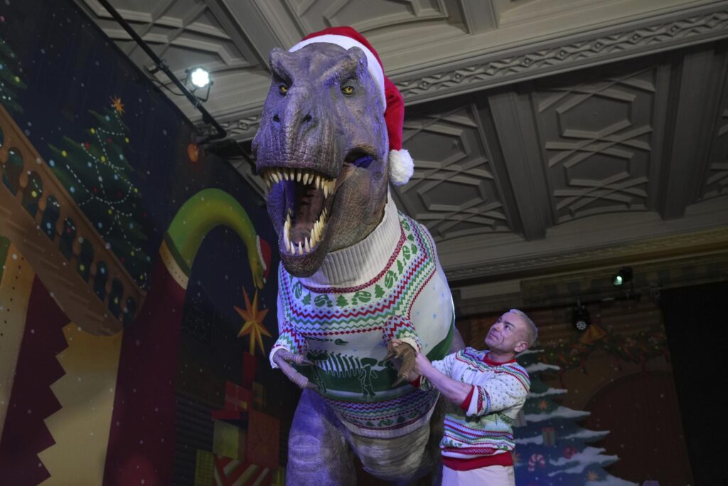 Galleria foto 'Un T-Rex vestito per le feste: il museo di storia naturale di Londra si prepara al Natale' - foto 5