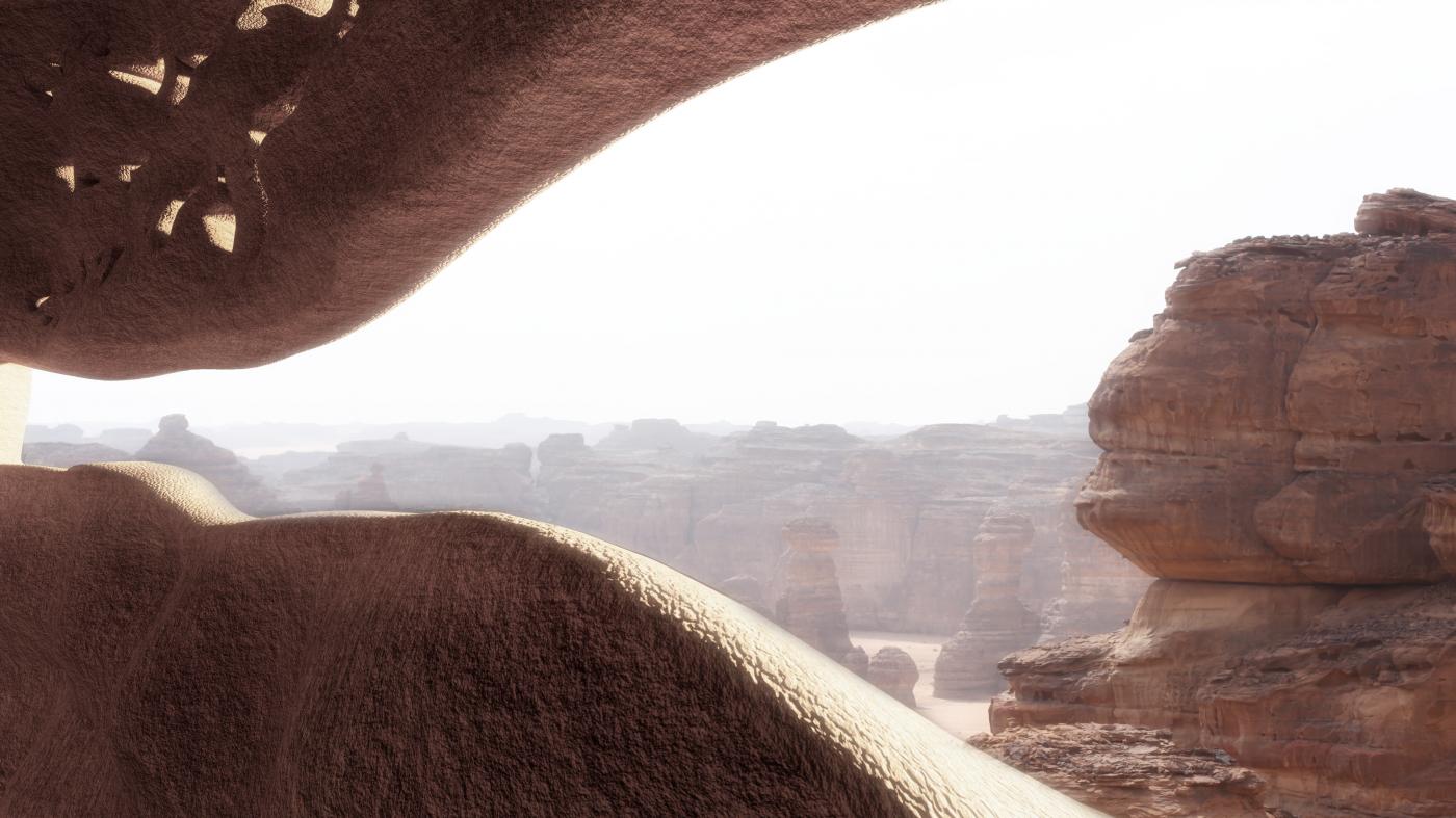 Neve nel deserto dell'Arabia Saudita i cammelli sul manto imbiancato