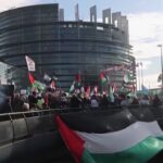 Medioriente, manifestazione pro-Gaza davanti al Parlamento Ue a Strasburgo