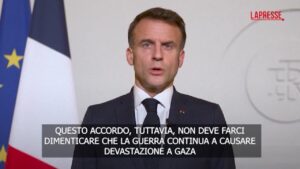 Medioriente, Macron: “Tregua in Libano apra strada a cessate fuoco a Gaza”