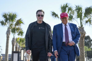 Texas - Il presidente eletto Donald Trump con Elon Musk per assistere al lancio del sesto volo di prova del razzo SpaceX Starship